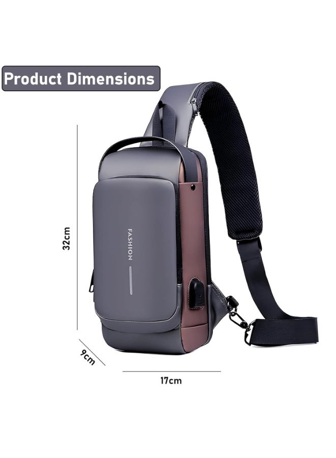 Waterproof Polyester Slim Unisex Crossbody Sling Bag Chest Backpack Men's Shoulder Bag, Leisure Travel Handbag, Hard Shell Anti-Theft Chest Bag - Image 4